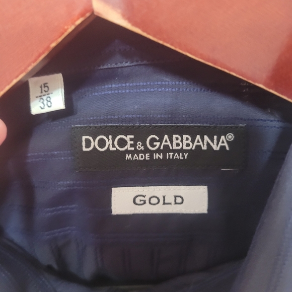 Dolce & Gabbana Blue Stripped Button Down Dress Shirt 15/38 Medium - Picture 5 of 6